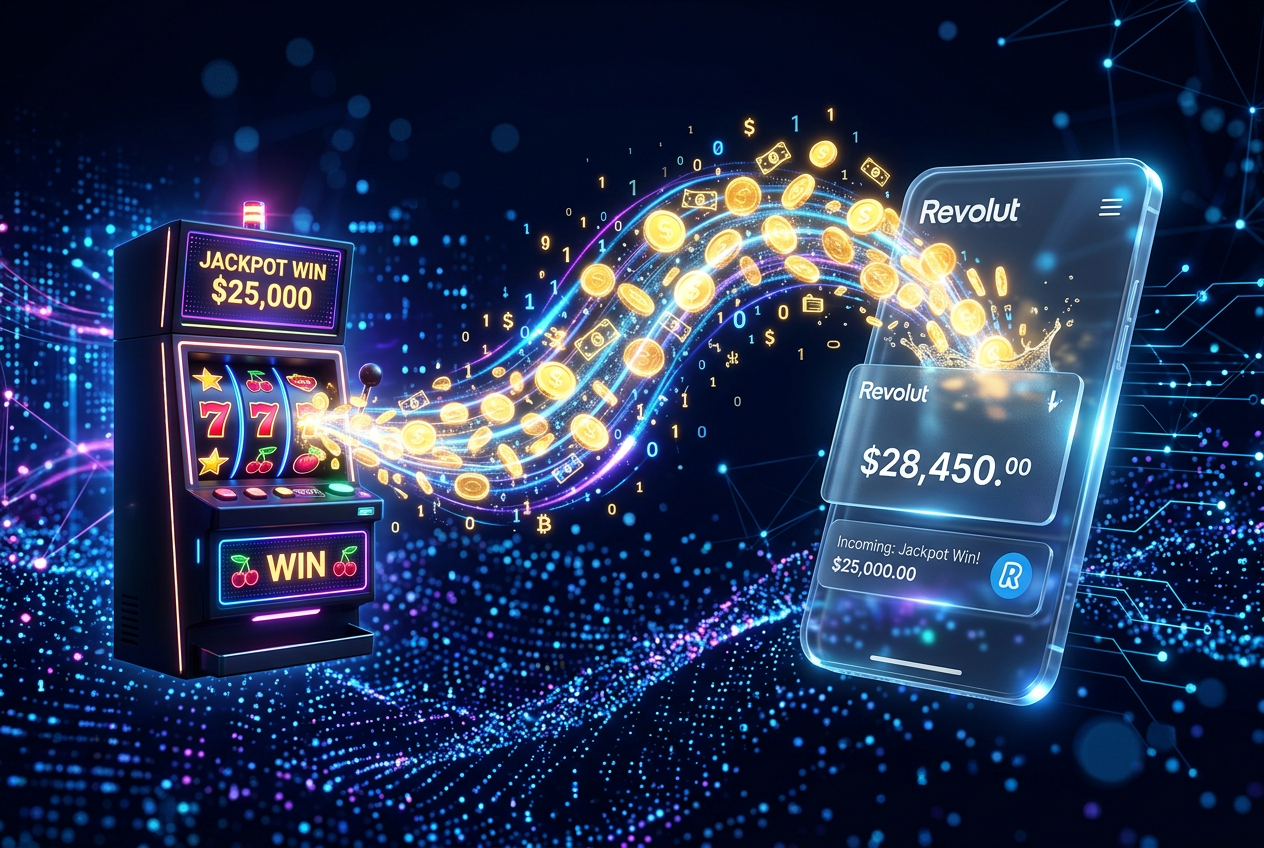 Digitální vizualizace převodu peněz z automatu do Revolut aplikace